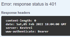 Figure 8.1 – Unauthorized response in Swagger